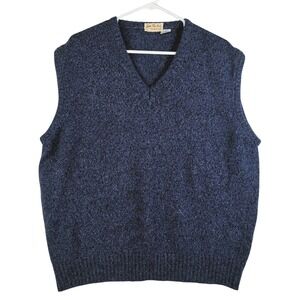 VTG Carson Pirie Scott Blue Wool Blend Knit Vest‎ Men's Size XL PIT TO PIT 26 IN